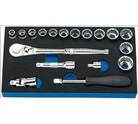 Draper 13518 Jeu de Douilles sur Plateau en Mousse EVA Carré conducteur 3/8" 18 pièces