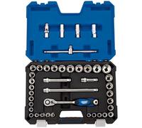 Draper 16453 Jeu de 41 douilles carrées 1/2" MM/AF Micro Chrome satiné Bleu