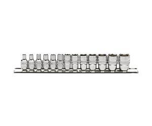 Draper 16487 carré conducteur 1/10,2 cm douilles métriques sur rail en métal, 13 pièces