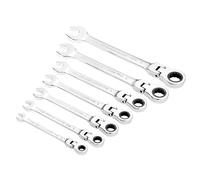 Draper 25396 Hi-Torq Jeu de 7 clés métriques à cliquet articulées avec clés plates