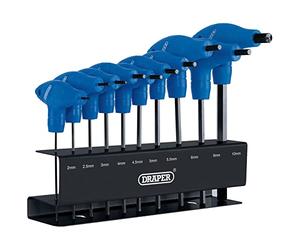 Draper 33869 Metric T-Handle Hexagon, Jeu d'Outils llen avec Crémaillère, 10 pièces