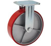 Draper 65534 200Mm Dia. Fixed Plate Fixing Heavy Duty Polyurethane Wheel - S.W.L. 500Kg