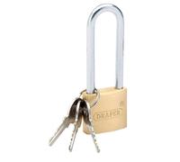 Draper Cadenas à Cylindre à Long Arceau en Laiton Série DIY 30 mm