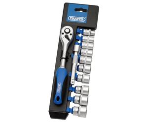Draper Dd12 m/PR carré d'entraînement métrique Douille et cliquet Ensemble, Bleu, 3/20,3 cm, Lot de 12 pièces