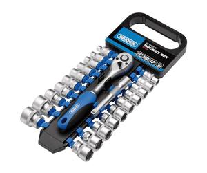 Draper Dd22am/PR carré d'entraînement combiné mm/AF Lot de douilles et liquet, Bleu, 3/20,3 cm, Lot de 22 pièces