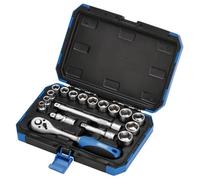 Draper Ensemble de douilles métriques 18 pièces avec outil à cliquet et étui - Entraînement carré de 9,5 mm - Kit de bricolage professionnel et voiture
