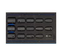 Draper It-eva18 carré d'entraînement à impact en 1/4 EVA bac d'insert, Bleu, 1/5,1 cm, Lot de 15 pièces