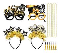 Draupnir Lot de 14 lunettes de fête « Happy New Year » pour fête du Nouvel An, accessoires de photomaton pour décorations de fête du Nouvel An 2026