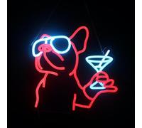 drburpily Enseigne lumineuse murale néon pour chien, décoration pour fête | bouledogue français