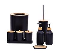 drburpily Ensemble élégant d'accessoires de salle de bain comprenant un distributeur de savon, un porte-cotons-tiges, porte-savon et porte-brosse à dents.
