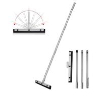 DrDirt Raclette de sol de 35 cm pour pièces humides avec manche d'extension à 3 sections en acier inoxydable, lame en caoutchouc mousse remplaçable, idéale pour la salle de bain, la cuisine, les poils
