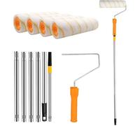 DRE-Kit Peinture Rouleau 30 180 cm, Pinceau Mural, 4 Rouleaux de Rechange, Kit Complet pour Murs et Plafonds