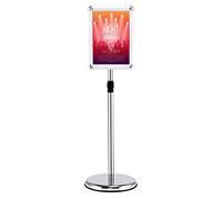 DREAMADE A4/A3 Porte-affiche en Alliage Aluminium et en Acier Inoxydable, Hauteur Réglable Cadre Démontable Hydrofuge Rotatif 360°, avec Base Lourde, Restaurant Musé Magasin (Argent, A3)