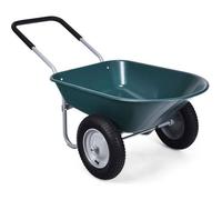 DREAMADE Brouette Jardinage 2 Roues, Chariot Transport en Fer, Conteneur avec Gros Calibre, pour Cour, Entrepôt, Charge 100KG, Vert