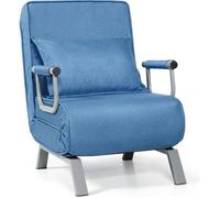 DREAMADE Fauteuil Convertible 3 en 1 avec Dossier Réglable à 5 Positions, Chauffeuse avec Accoudoir et Coussin pour Salon, Bureau