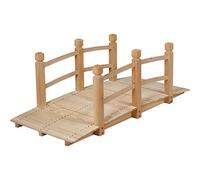 DREAMADE Pont de Jardin en Sapin Charge Maximale 100KG Tablier en Coubure avec Rampes de Deux Côtés 150 x 67 x 55CM Décoration du Jardin Pont de Bassin en Plein Air (Couleur de Bois)