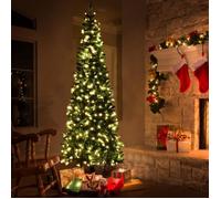DREAMADE Sapin de Noël Artificiel 225CM 350 Lumineux LED 1085 Branche Réutilisable & Charnière Automatique Décoration de Noël