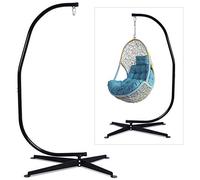 DREAMADE Support de Chaise Hamac Forme C en Acier, Charge Maximale 150 KG avec Base Robuste, Noir Décoration, Fonction Polyvalente pour Jardin, Balcon, Maison, 113 x 77 x 214 CM