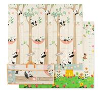 DREAMADE Tapis de Jeu Bebe 200X180X1,4CM,Tapis de Sol en XPE Double Face avec Sac de Rangement,Tapis d'Éveil Bébé Réversible Imperméable pour Intérieur&Extérieur(Pand Girafe)