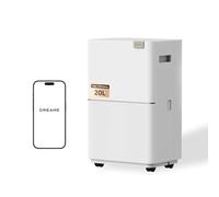 DREAME DD20 Déshumidificateur, déshumidification haute efficacité 20 L/jour | Plasma antibactérien, régulation d'humidité, mode linge, 5 couches anti-bruit, double vidange.