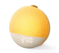 Dreamegg Réveil lumière du jour, veilleuse RVB avec 10 couleurs de lumière, réveil lumineux avec 29 sons apaisants, lumière de réveil, 20 niveaux de luminosité et 5 niveaux d'affichage, grain de bois