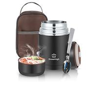 Dreamhigh® Boîte Alimentaire Isotherme 800ml avec Sac à Lunch, Thermo Isolant Contenant avec Cuillère, Thermos Alimentaire Chaud sans BPA, pour Ecole, Bureau, Camping (Noir)