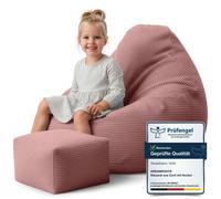 Dreamroots Bean Bag 70x70x70 cm Pouf enfants avec dossier et tabouret et housse Coussin de sol Chill Sack Pouf avec garnissage, Ginger Spice