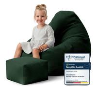 Dreamroots Bean Bag 70x70x70 cm Pouf enfants avec dossier et tabouret et housse Coussin de sol Chill Sack Pouf avec garnissage, Forest Symphony