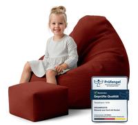 Dreamroots Bean Bag 70x70x70 cm Pouf enfants avec dossier et tabouret et housse Coussin de sol Chill Sack Pouf avec remplissage, Fired Brick
