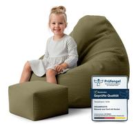 Dreamroots Bean Bag 70x70x70 cm Pouf enfants et pouf et housse Coussin de sol Chill Sack Bubibag Pouf avec garnissage, olive foncée