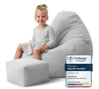 Dreamroots Pouf pour enfants 70x70x70 cm avec housse de pouf Bubibag Coussin de sol avec rembourrage, cool grey