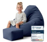 Dreamroots Pouf pour enfants 70x70x70 cm avec pouf Housse de siège Bubibag Coussin de sol avec rembourrage, Blueberry Pie