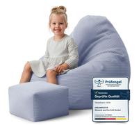 Dreamroots Pouf pour enfants 70x70x70 cm Tabouret et housse de siège Bubibag Sac isotherme avec remplissage, Baltic Sea