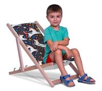 DreamRoots Transat Enfant Bois Chilienne, Fairy Unicorns, Taille S | Chaise longue enfant extérieur, bain de soleil, chaise de plage, fauteuil jardin, pliable, hêtre, polyester 130 kg
