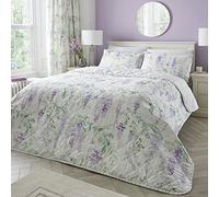 Dreams & Drapes - Couvre-lit Violet glycine (230 cm x 200 cm) - Doux au Toucher - Couvre-lit matelassé Floral Violet - Couverture Florale Lavande - Housse de Couette Assortie Disponible