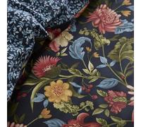 Dreams & Drapes Design Bejewelled Couvre-lit matelassé Bleu Marine 100% Coton 200 x 230 cm Motif Floral avec Oiseaux et Fruits
