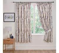 Dreams & Drapes Design Wild Stems Paire de Rideaux plissés avec embrasses Bleu 168 x 183 cm