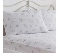 Dreams & Drapes - Drap de lit Lavande Blanc 200 x 152 x 28 cm - 2 taies d'oreiller - Draps de lit et taies d'oreiller Blancs à Fleurs - Literie Blanche - Housse de Couette Assortie Disponible