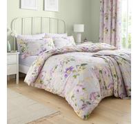 Dreams & Drapes - Housse de Couette Heritage Florette - Lit Simple (140 x 200 cm) - 1 taie d'oreiller - Polycoton de qualité supérieure - Housse de Couette Florale en Lilas Violet - Literie Violette