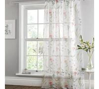 Dreams & Drapes - Rideau Simple à Motif Floral Summer Meadow pour fenêtres - 140 x 182 cm - Filet de fenêtre Fleurs et Oiseaux - Rideau en Voile pour Chambre - Voilages intérieurs