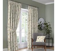 Dreams & Drapes - Rideaux Plissés à Motif Floral et Oiseaux Naturels - 229 x 183 cm - 2 Embrasses - Vintage Crème - Botaniques Blanc Cassé - de Jardin - Colibri