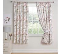 Dreams & Drapes - Rideaux Roses à Fleurs et Oiseaux - 168 x 183 cm - 2 Panneaux de Rideaux - Rideaux plissés Floraux pour Chambre à Coucher - Rideaux plissés botaniques Roses avec Fleurs