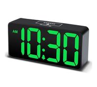 DreamSky Petit réveil numérique pour chambre à coucher, grand écran à grands chiffres avec variateur de luminosité, horloge de chevet électrique avec port de charge USB, volume d'alarme réglable