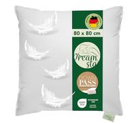 DREAMSTAR Coussin en duvet - 80 x 80 cm - 3 chambres - Oreiller 80 x 80 cm en duvet et plumes - Certifié Öko-Tex - Qualité hôtelière - Convient aux personnes allergiques
