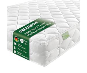 Dreamstar Ergo Flex Duo - Matelas orthopédique en mousse à froid 7 zones - 16 cm de hauteur - Certifié Oeko-Tex - Degrés de fermeté 3 et 4 - 90 x 200 cm