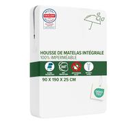 Dreamway Housse Matelas 90x190 x25 cm Intégrale Anti-Acarien et Punaises de Lit - Protege Matelas 90x190 cm avec Fermeture Eclair pour Allergiques - Imperméable, Bi-Ome et Oeko-Tex