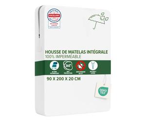 Dreamway Housse Matelas 90x200x20 cm Intégrale Anti-Punaises de Lit - Protège Matelas 90x200 cm avec Fermeture Eclair pour Allergiques - Imperméable, Bi-Ome et Oeko-Tex