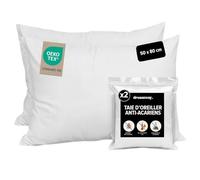 DREAMWAY Lot de 2 Taies Oreiller Anti-Acariens 50x80 cm - pour Allergiques | Housse Protège Oreiller - Barrière Contre Acariens et Allergènes - Fermeture Éclair - Lavable à 95 °C