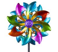 DREAMYSOUL Éolienne d'extérieur en métal, 94 cm - Sculpture à Vent cinétique colorée - Décoration de Cour pour Jardin, terrasse, pelouse