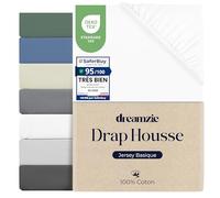 Dreamzie Drap Housse 100x200, Coton, Élastique, Oeko-Tex, Blanc | Coton respirant・Élastique & Oeko-Tex・Prix accessible・12 coloris・Lavable en machine